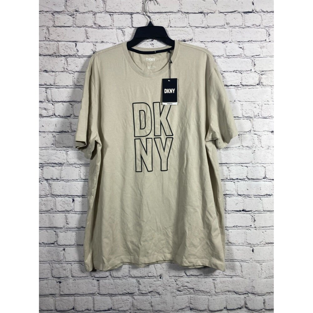 DKNY Men’s Beige Short Sleeve Logo Tee Size‎ XL